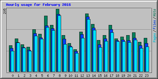 Hourly usage for February 2016
