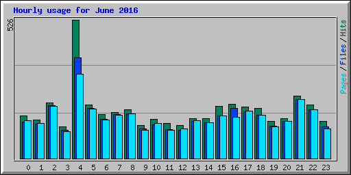 Hourly usage for June 2016